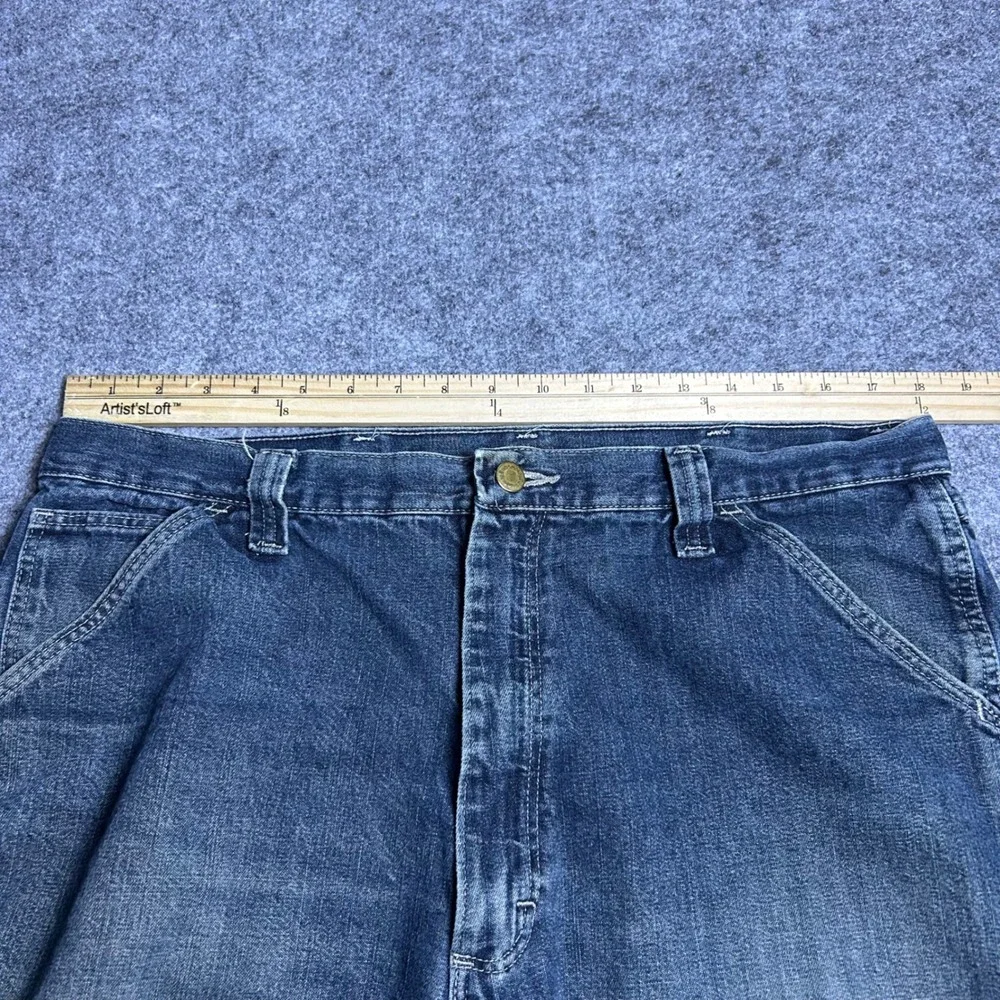 Wrangler Carpenter Denim Shorts Blue Baggy Skater Jorts Size 36 Vintage 90s Goth